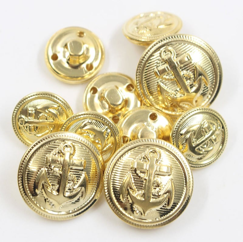 KENDANY 11 Pieces Metal Blazer Button Set - Naval Anchor Crest - for Blazer, Suits, Sport Coat, Uniform(Gold 0.71in-0.9in)(18mm-23mm) - Image 3